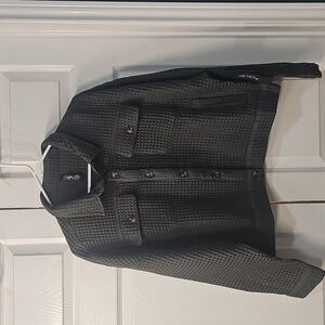 NWT Supplies By UnionBay Waffle Knit Crop Shirt Jacket Fatigue Green Large